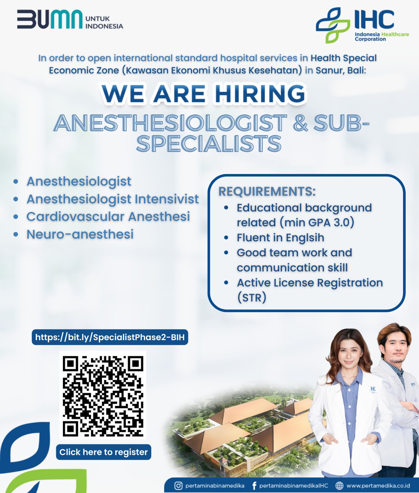 Anesthesiologist & Sub Specialists Bali International Hospitals