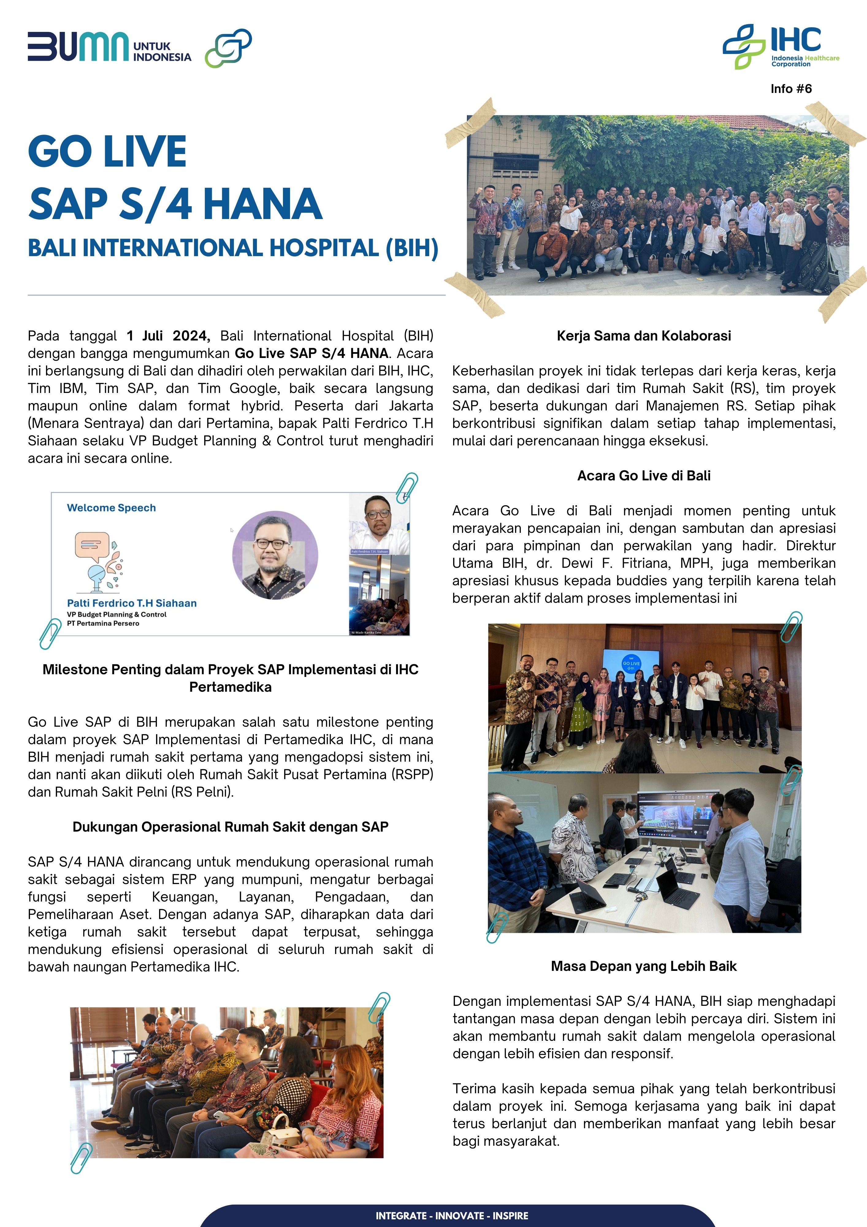 Go Live SAP S/4 HANA - Bali International Hospital